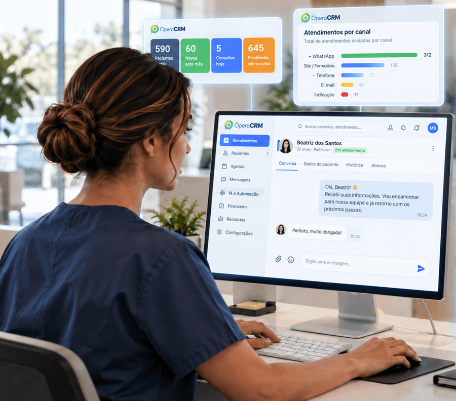 IA apoiando a equipe e os processos de atendimento da clínica